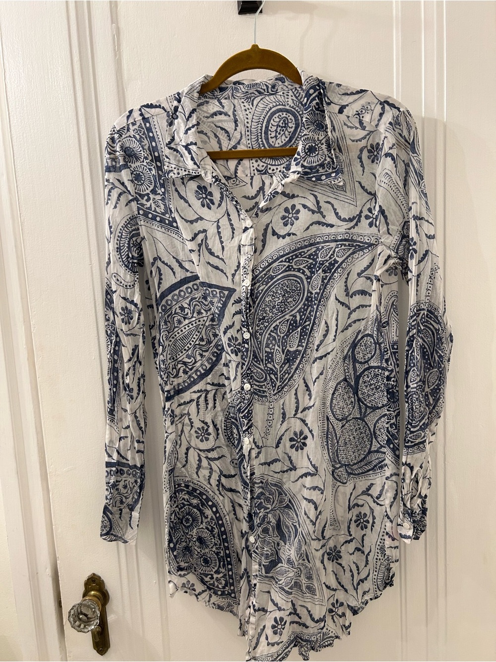 Calypso St. Barth White and Navy Paisley Swim Coverup